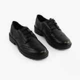 JR CASEY Girls Leather Brogue School Shoes Black