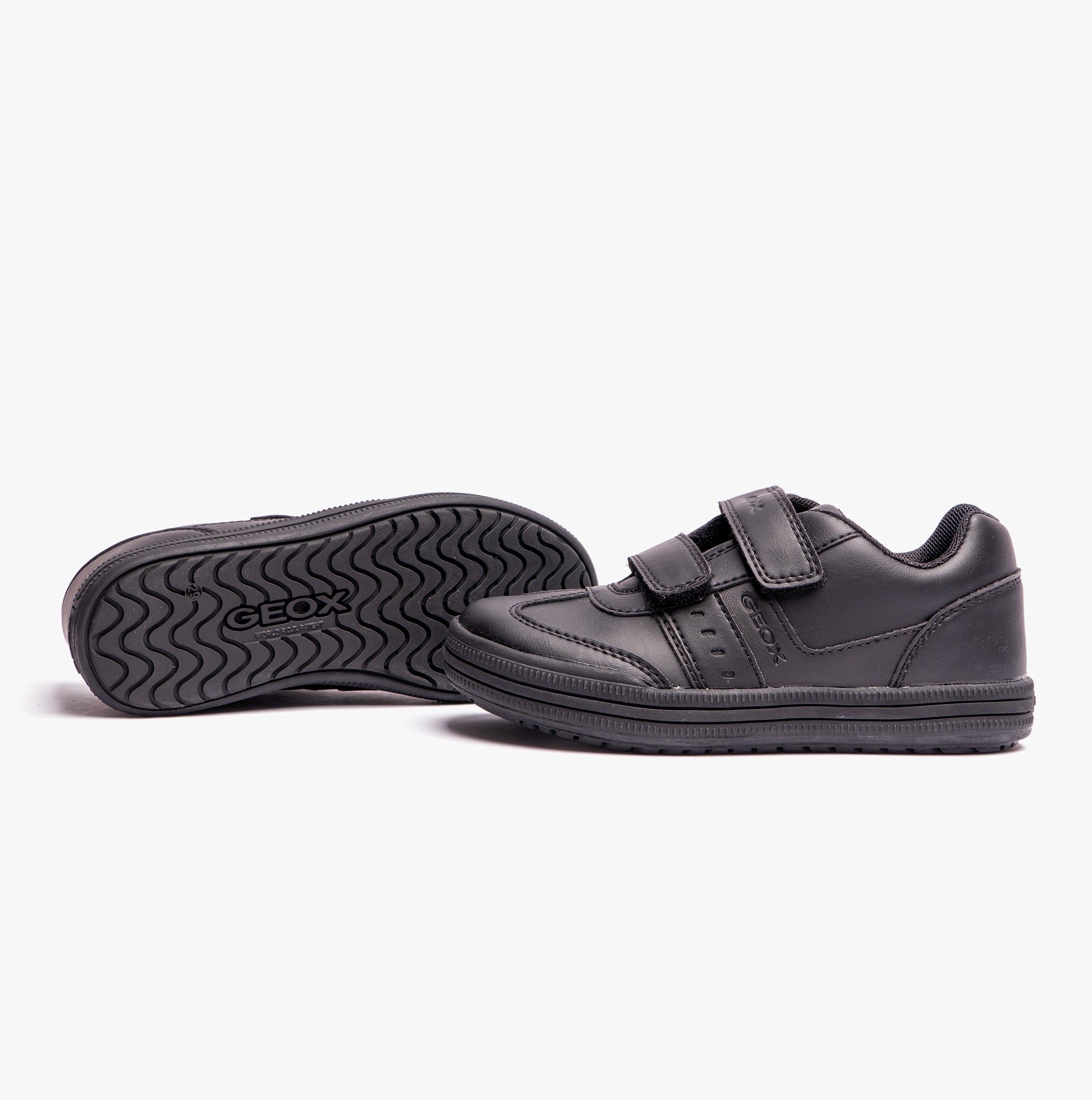 ELVIS B Boys Touch Fasten School Shoes Black