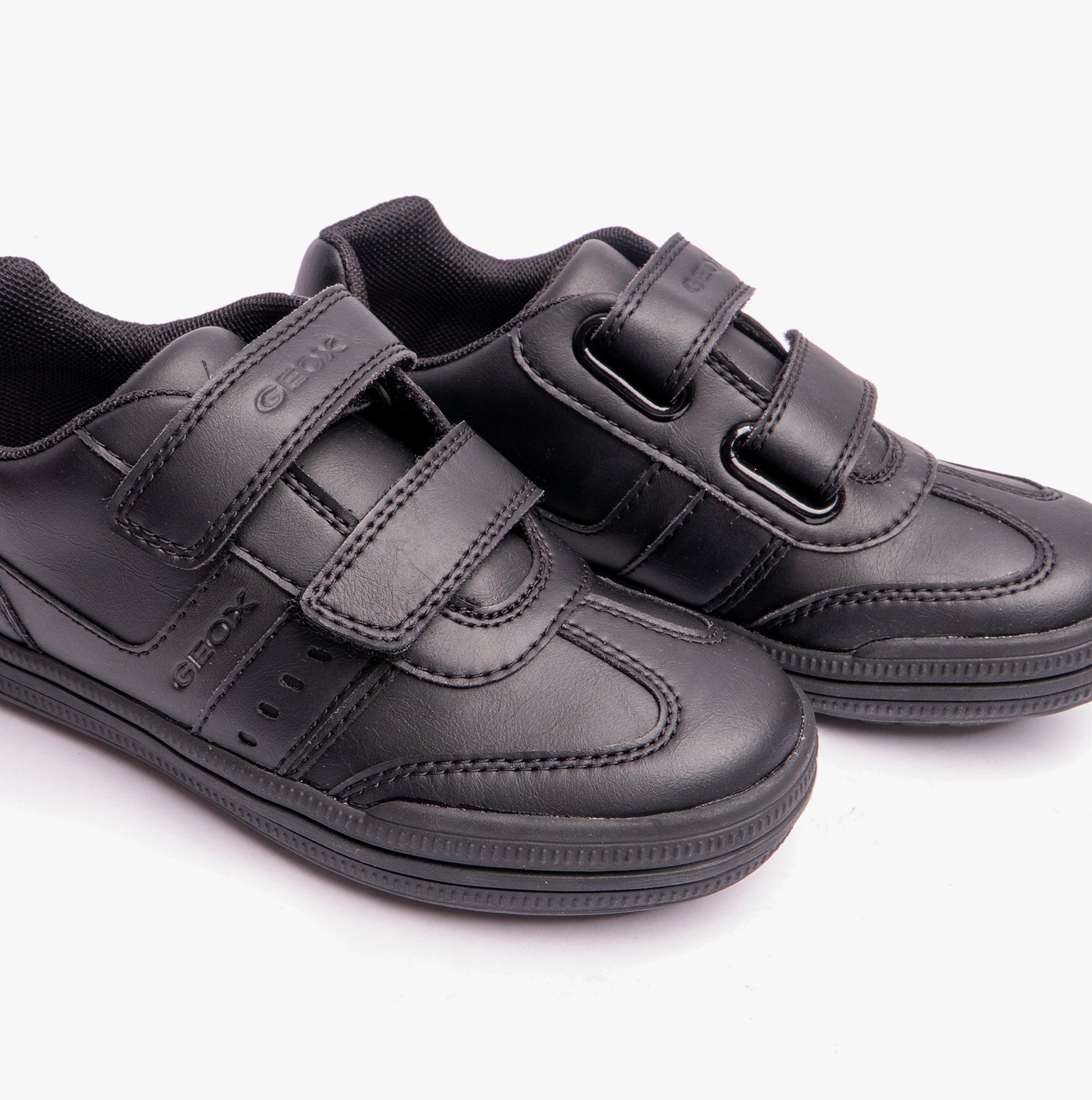 ELVIS B Boys Touch Fasten School Shoes Black