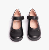 NAIMARA G A Girls Leather Touch Fasten School Shoes Black