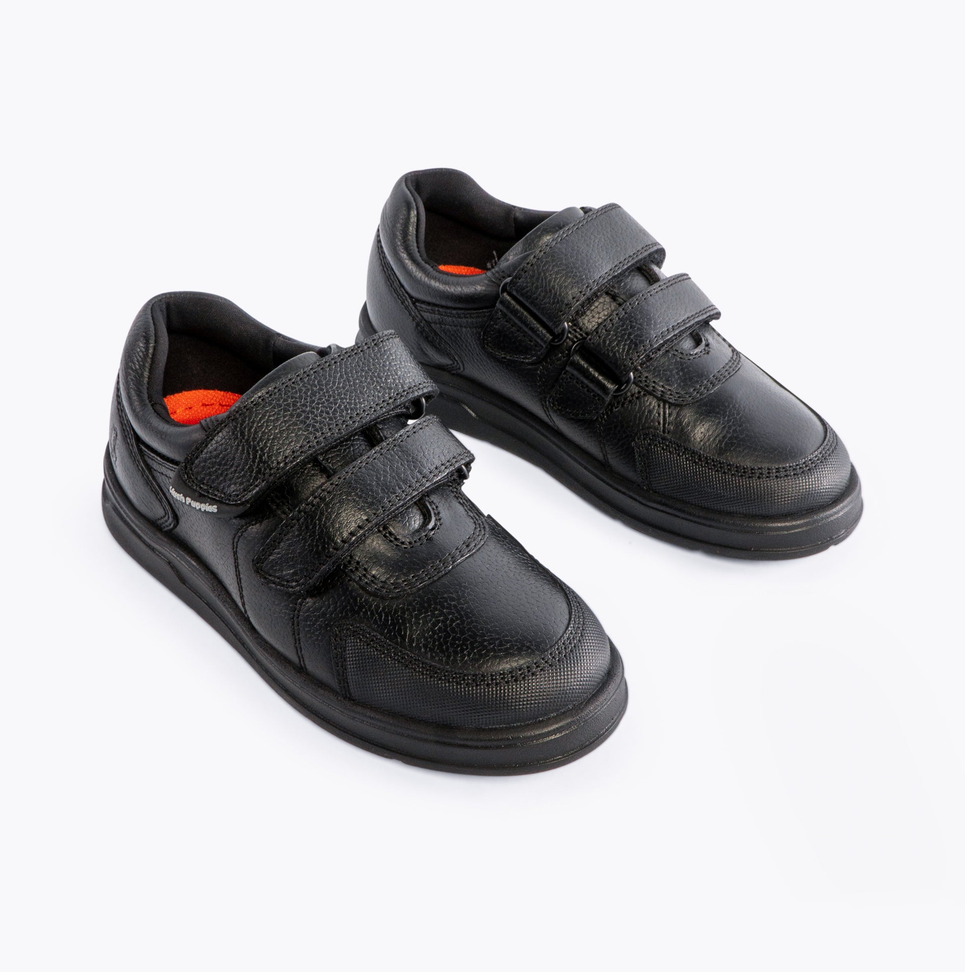 RYAN Boys Leather Touch Fasten Shoes Black