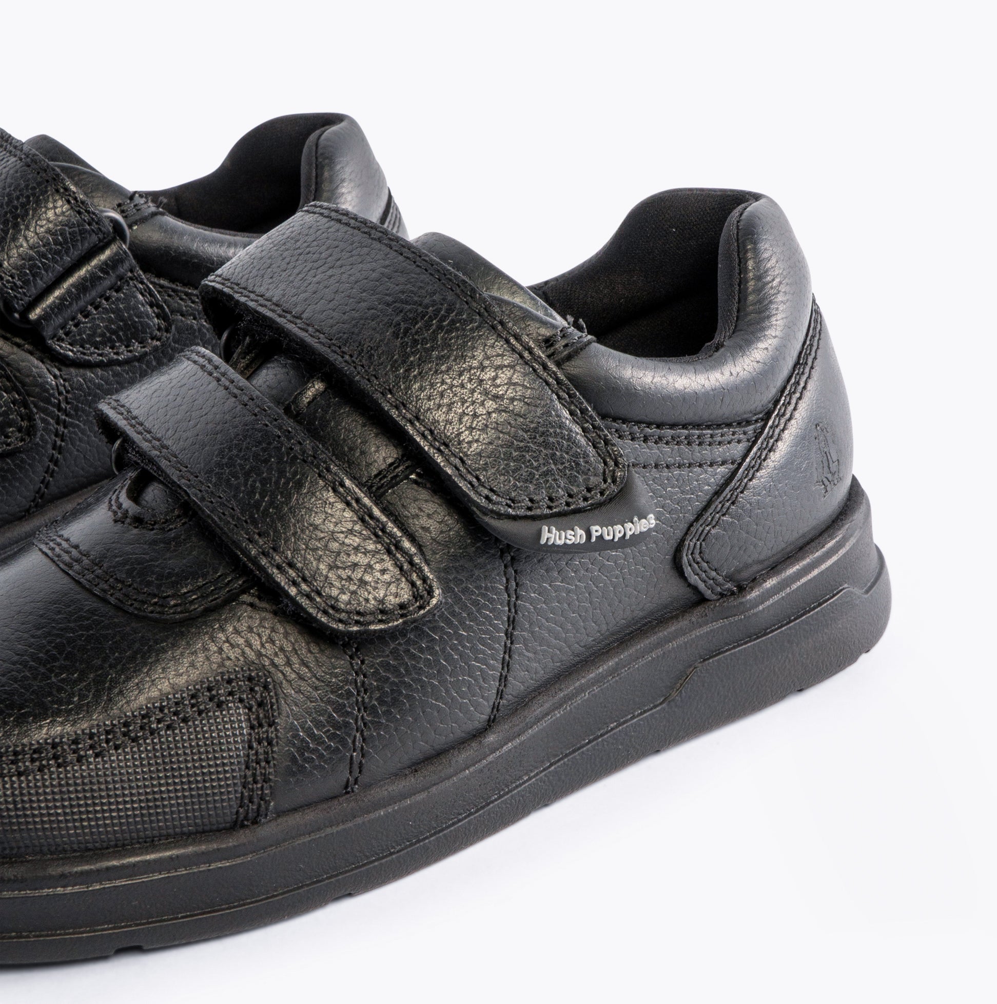 RYAN Boys Leather Touch Fasten Shoes Black