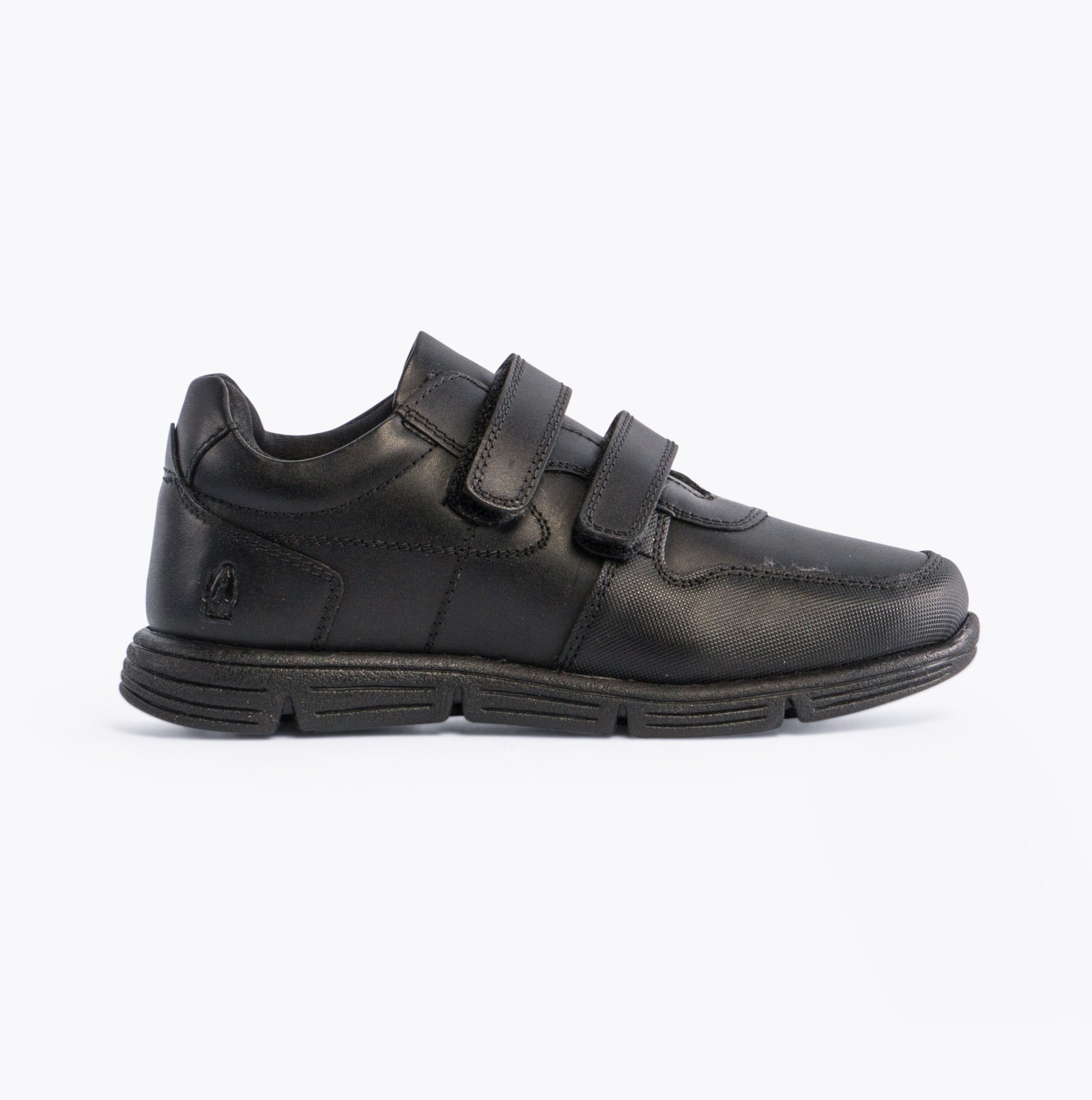 LUCAS Boys Leather Touch Fasten Shoes Black