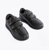 LUCAS Boys Leather Touch Fasten Shoes Black