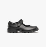 SABINA Girls Leather Touch Fasten Mary Jane Shoes Black