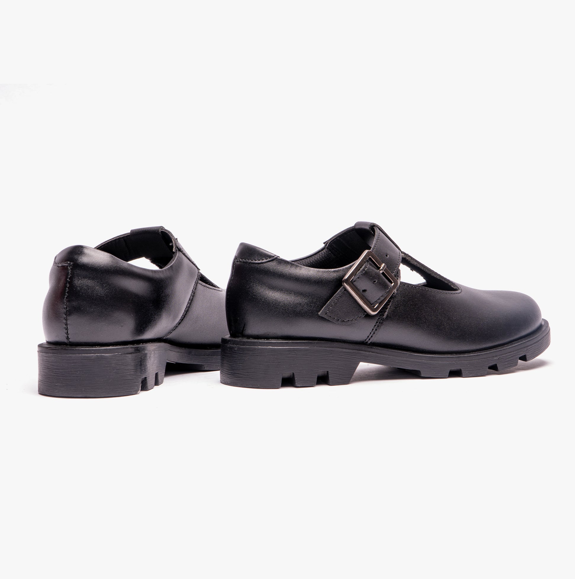 G705A Girls T-Bar Buckled School Shoes Black