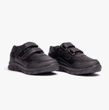 B821A Boys Touch Fasten Coated Leather School Shoes Black