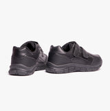 B821A Boys Touch Fasten Coated Leather School Shoes Black