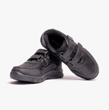 B821A Boys Touch Fasten Coated Leather School Shoes Black